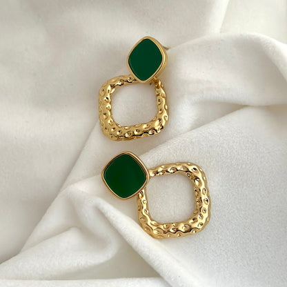 Green Gold Hoops