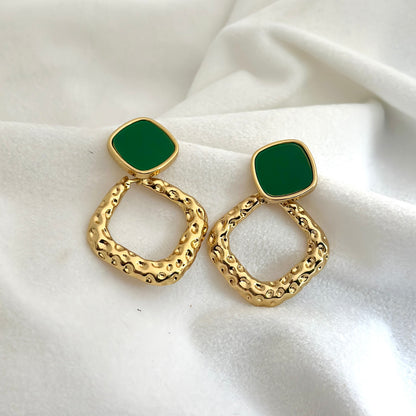 Green Gold Hoops