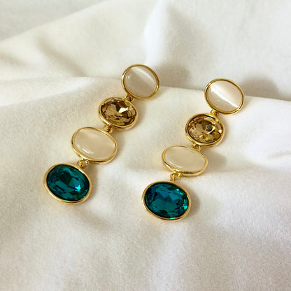 Tricolor Gemstone Drop Earrings