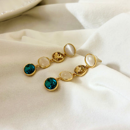 Tricolor Gemstone Drop Earrings