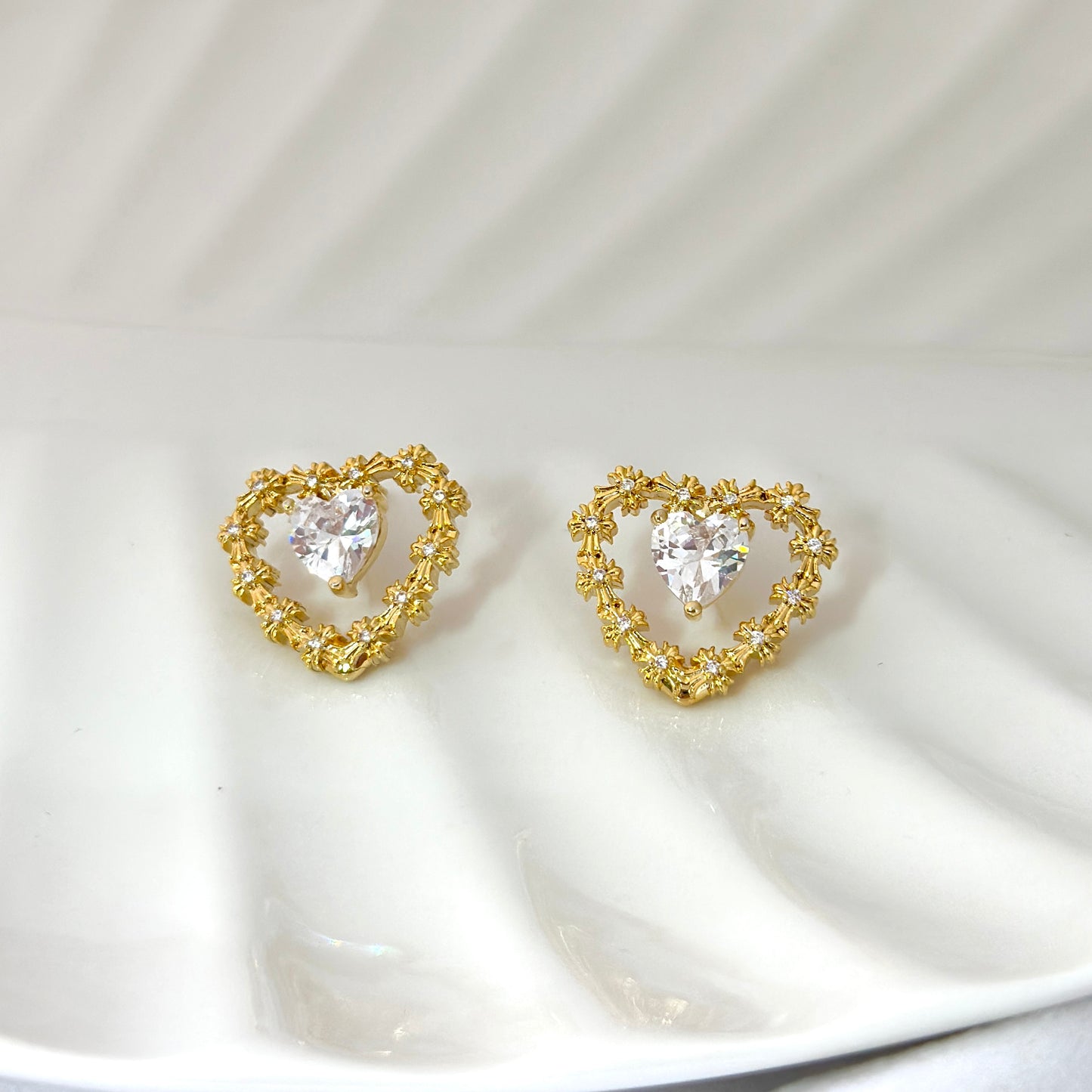 Golden Blossom Heart Earrings