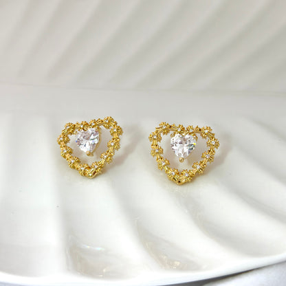 Golden Blossom Heart Earrings