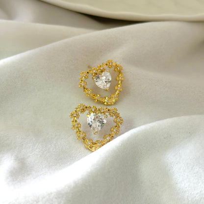 Golden Blossom Heart Earrings