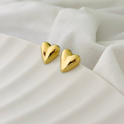 Golden Heart Stud Earrings