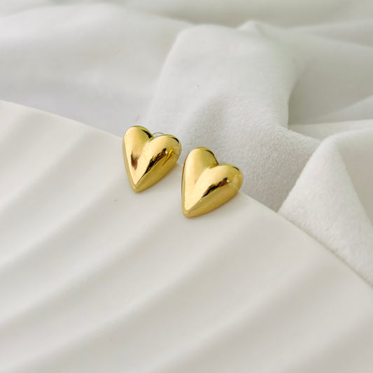 Golden Heart Stud Earrings