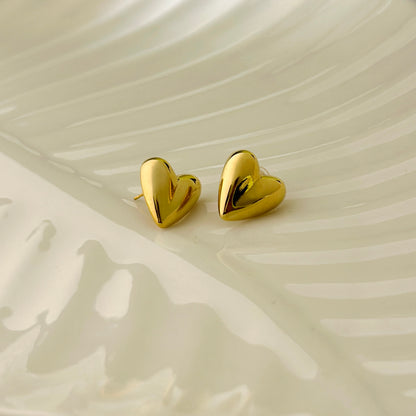 Golden Heart Stud Earrings