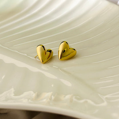 Golden Heart Stud Earrings