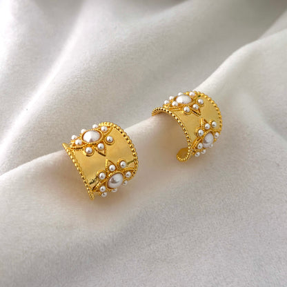 Regal Pearl Statement Hoops