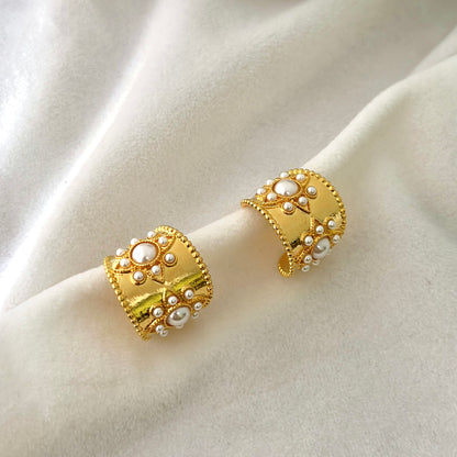 Regal Pearl Statement Hoops