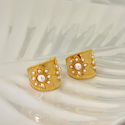 Regal Pearl Statement Hoops