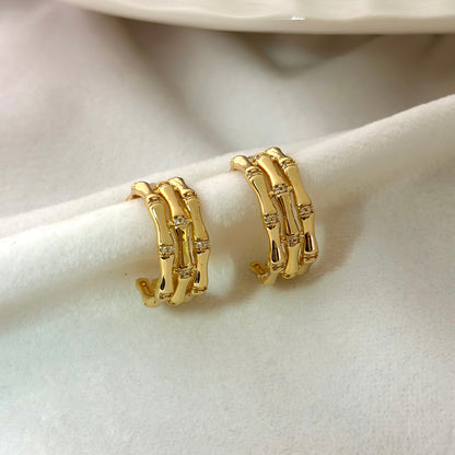 Golden Grid Hoop Earrings