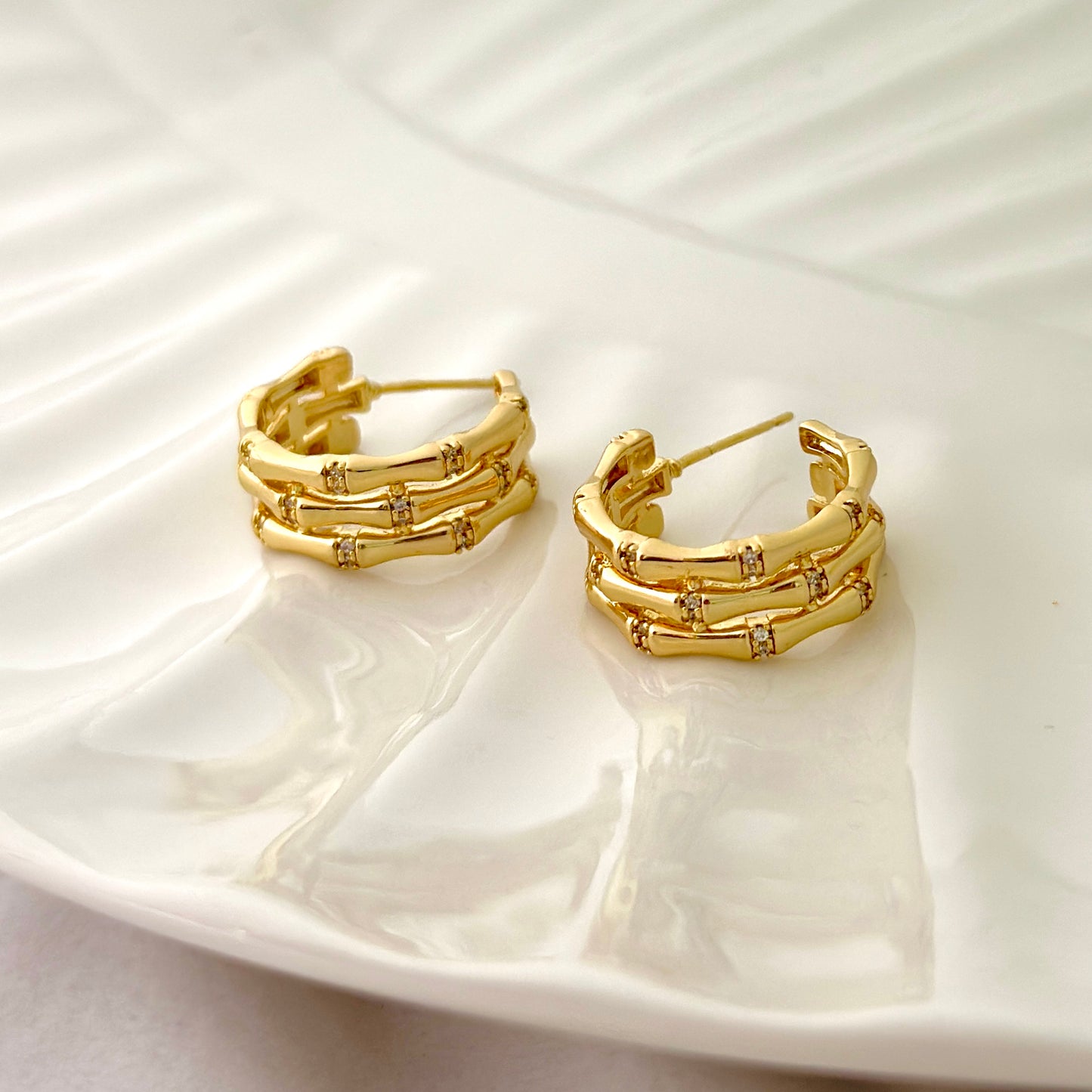 Golden Grid Hoop Earrings