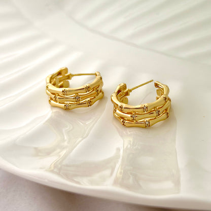 Golden Grid Hoop Earrings