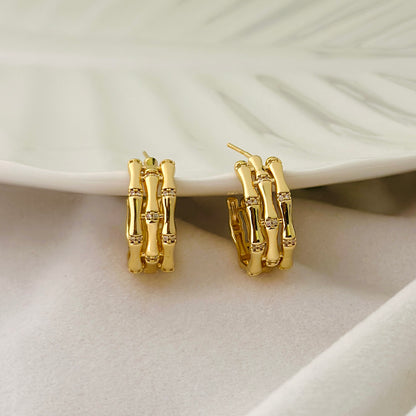Golden Grid Hoop Earrings