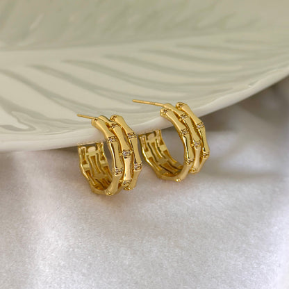 Golden Grid Hoop Earrings