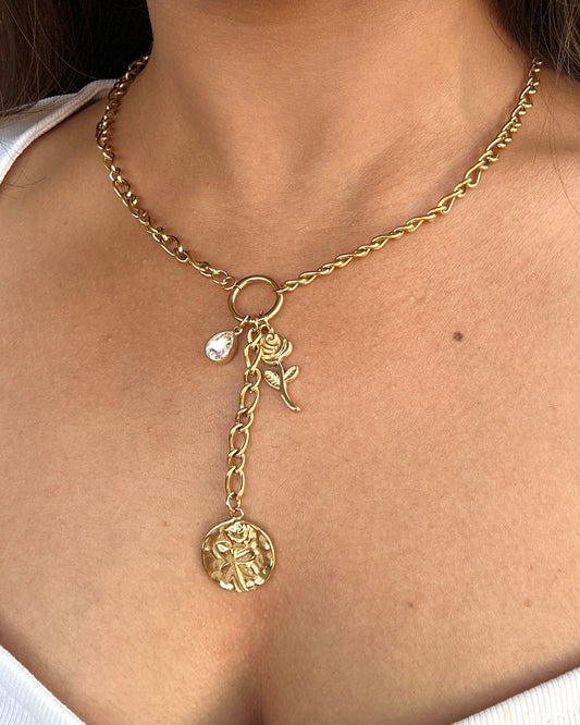 Rose Medallion Y-Necklace