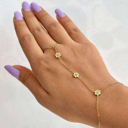 Sparkling Floral Hand Chain
