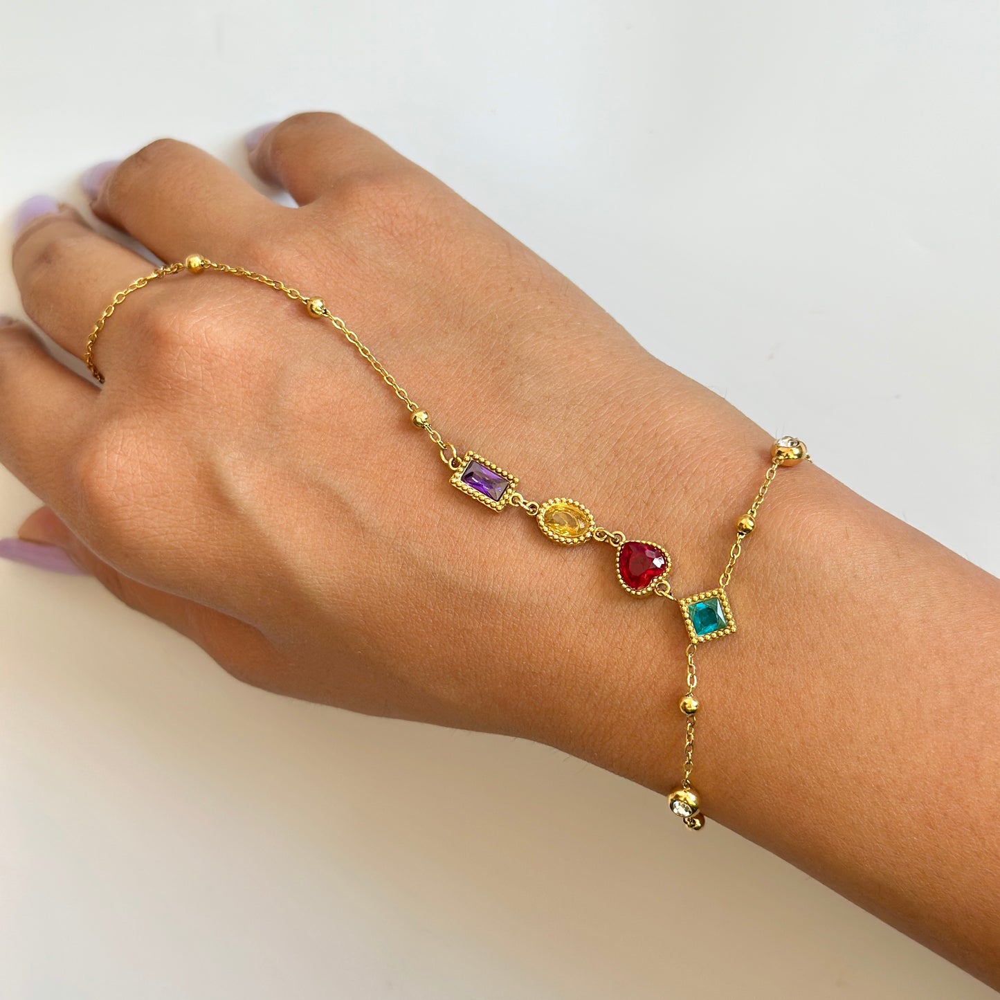 Multicolor Gemstone Hand Chain