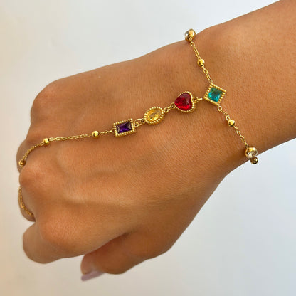 Multicolor Gemstone Hand Chain