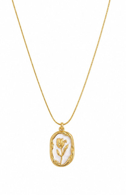 Golden Floral Emblem Necklace