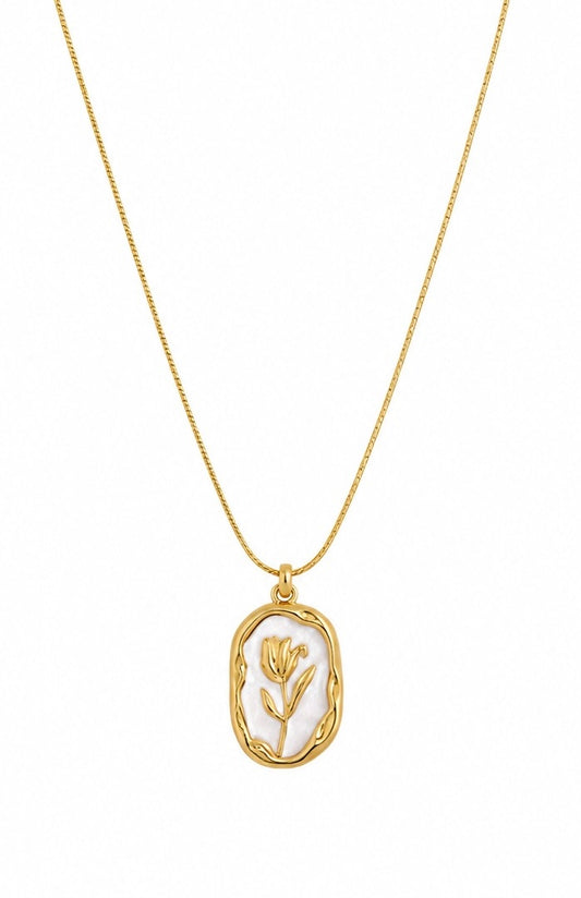 Golden Floral Emblem Necklace
