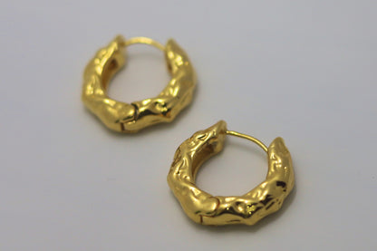 Molten Gold Textured Hoops