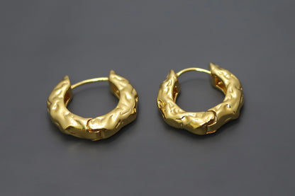 Molten Gold Textured Hoops