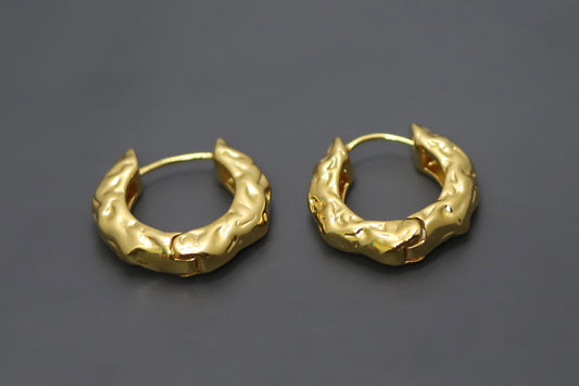 Molten Gold Textured Hoops