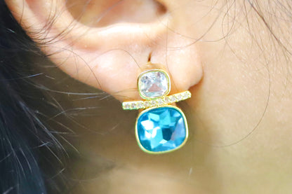 Blue Crystal Stud Earrings