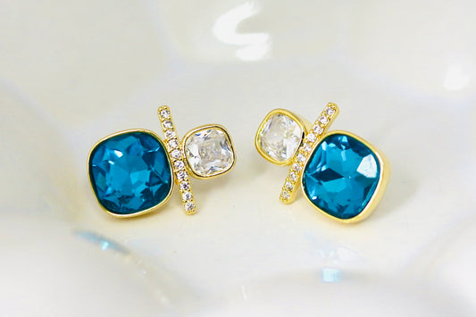 Blue Crystal Stud Earrings