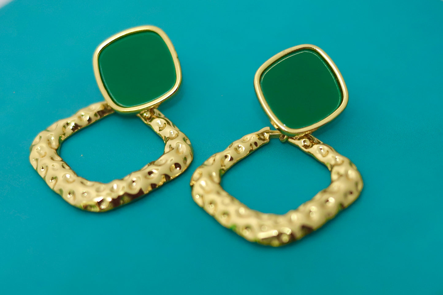 Green Gold Hoops