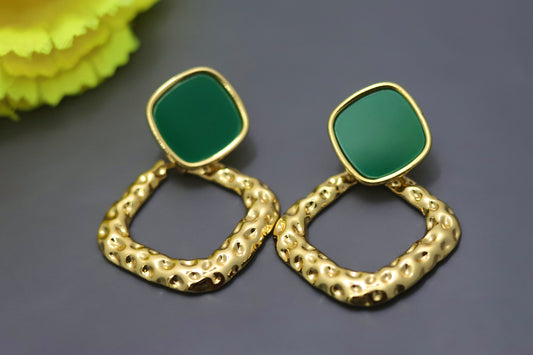 Green Gold Hoops