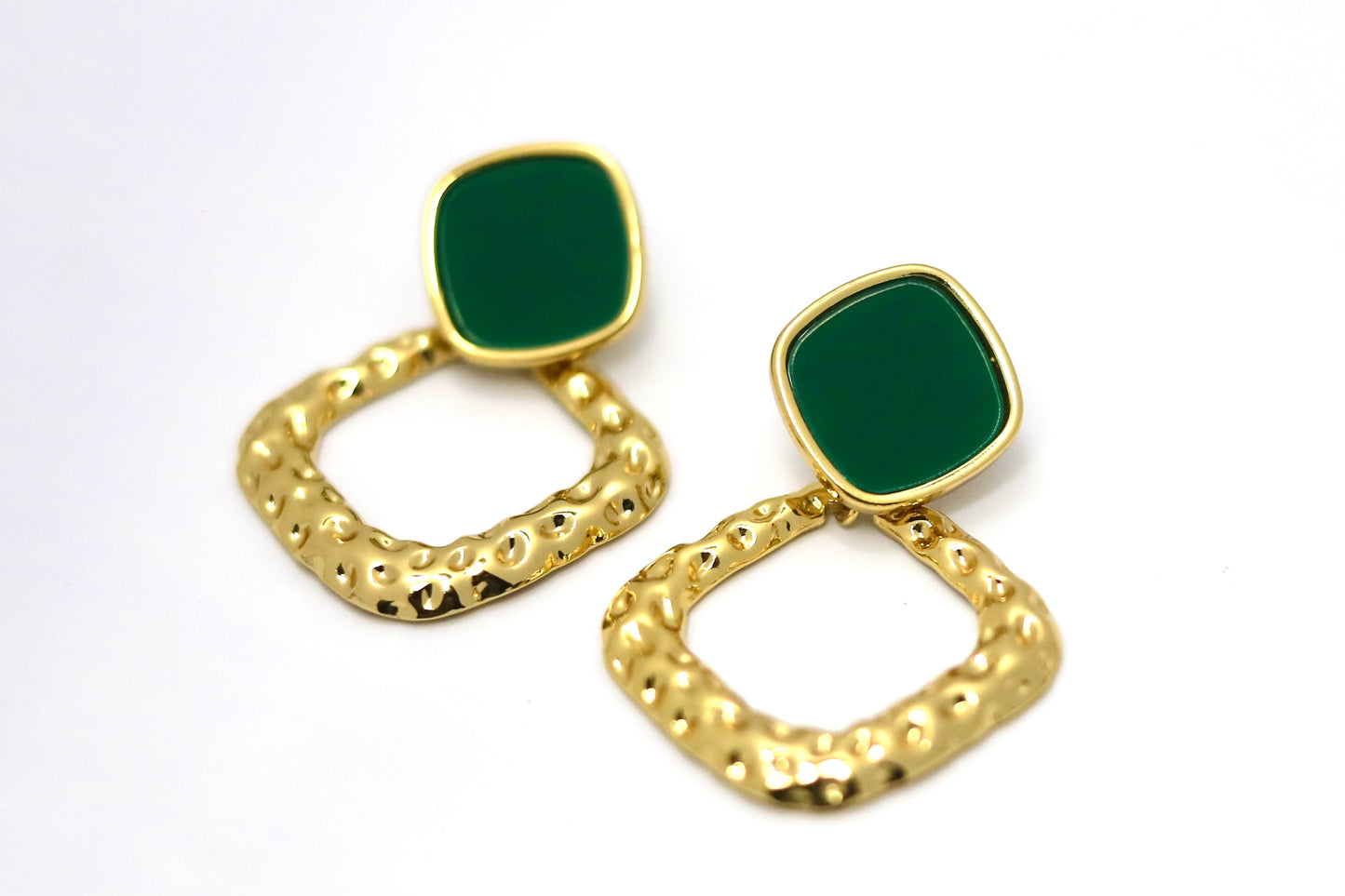 Green Gold Hoops