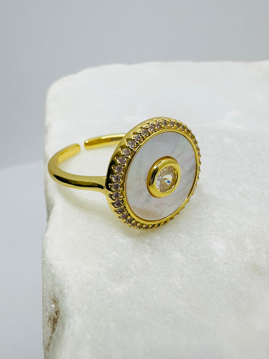 Mother of Pearl Halo Ring