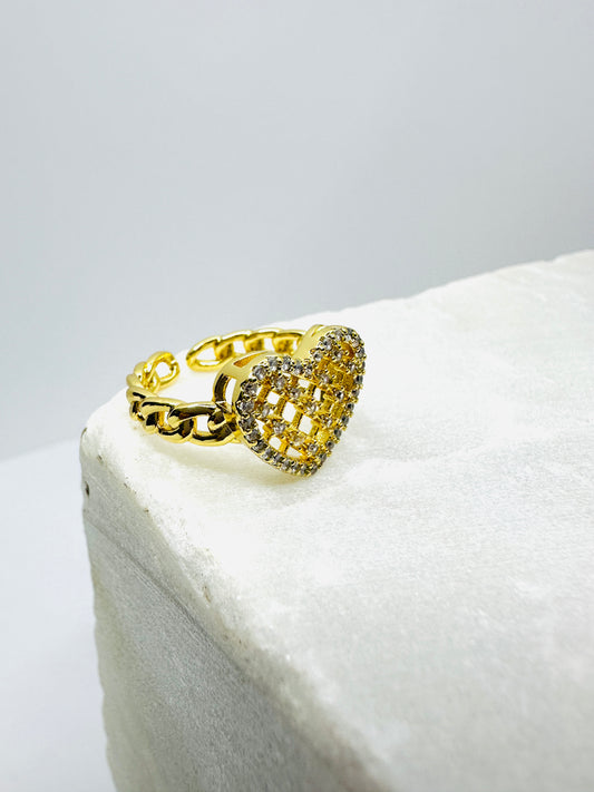Heart Lattice Gold Ring