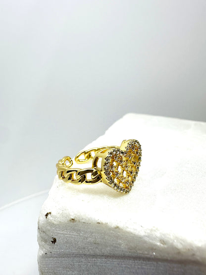 Heart Lattice Gold Ring