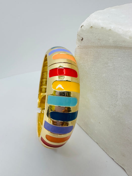 Multicolor Enamel Cuff Bangle