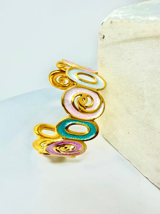 Multicolor Enamel Spiral Bangle