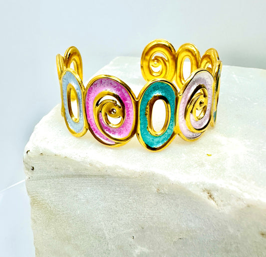 Multicolor Enamel Spiral Bangle
