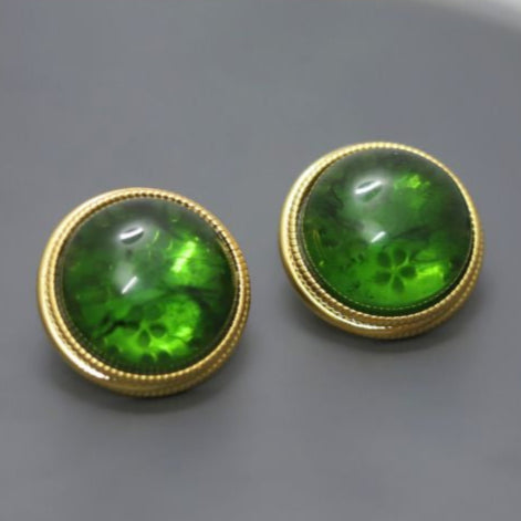 Emerald Glow Cabochon Earrings