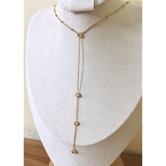 Drop Chain Necklace with Crystals